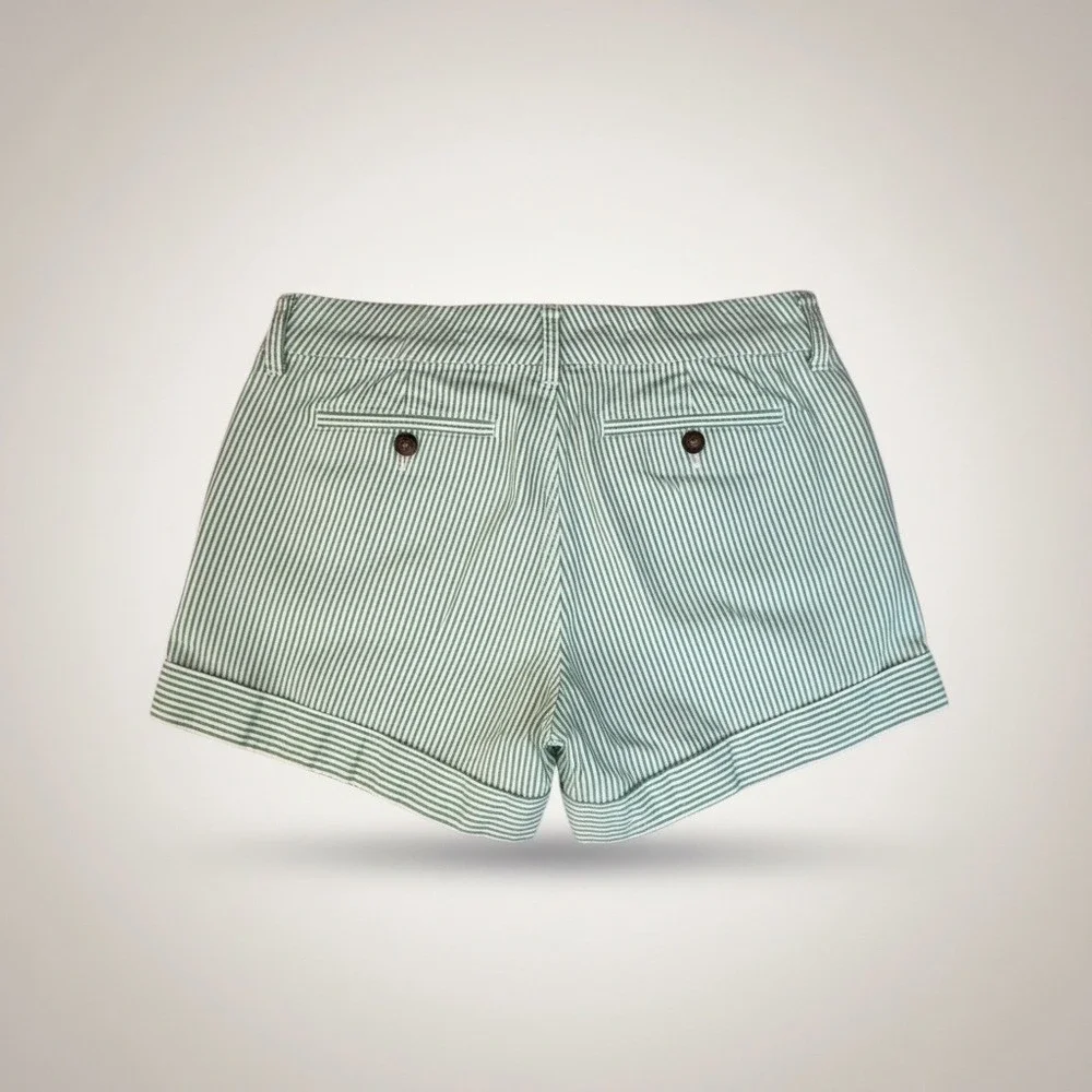 Women's‎ Dear John Classic Pin Striped Cuffed Green Shorts, Size 27